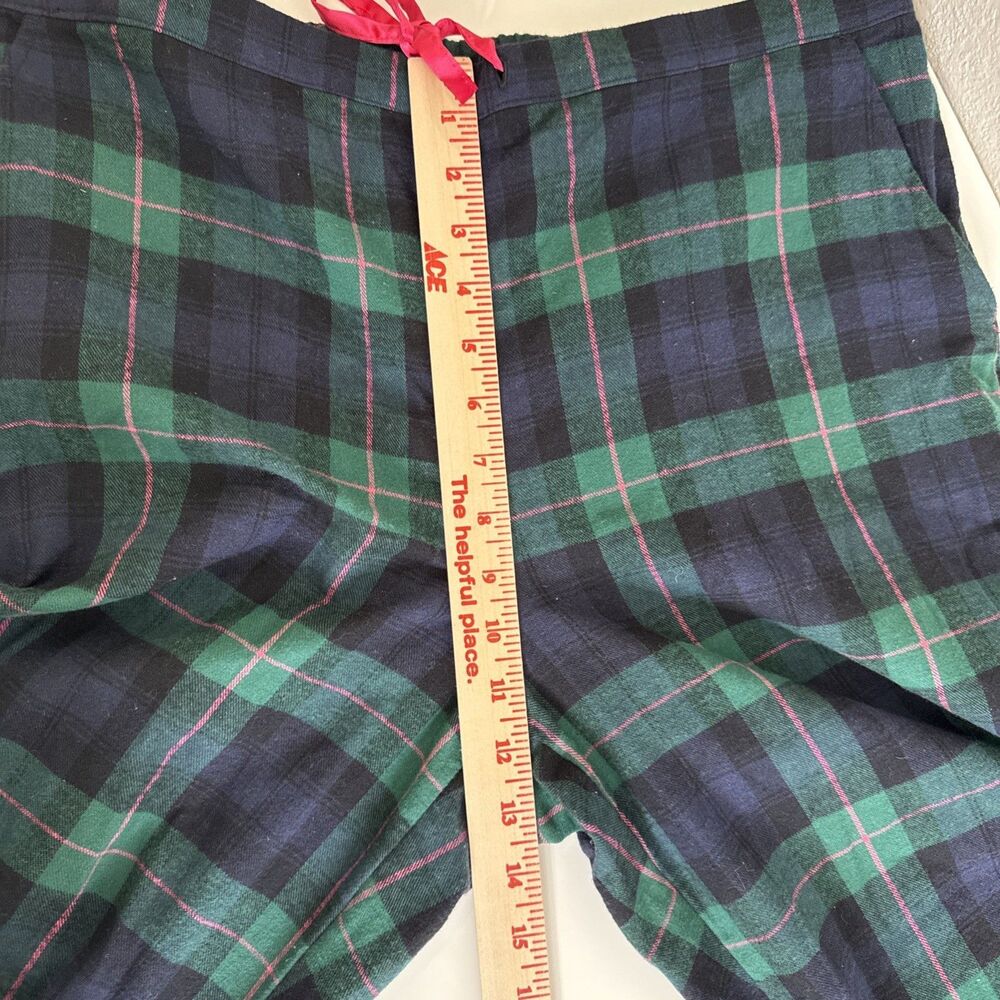 Talbots Green & Navy Plaid Pajama Set with Pink Piping - Picture 13 of 16
